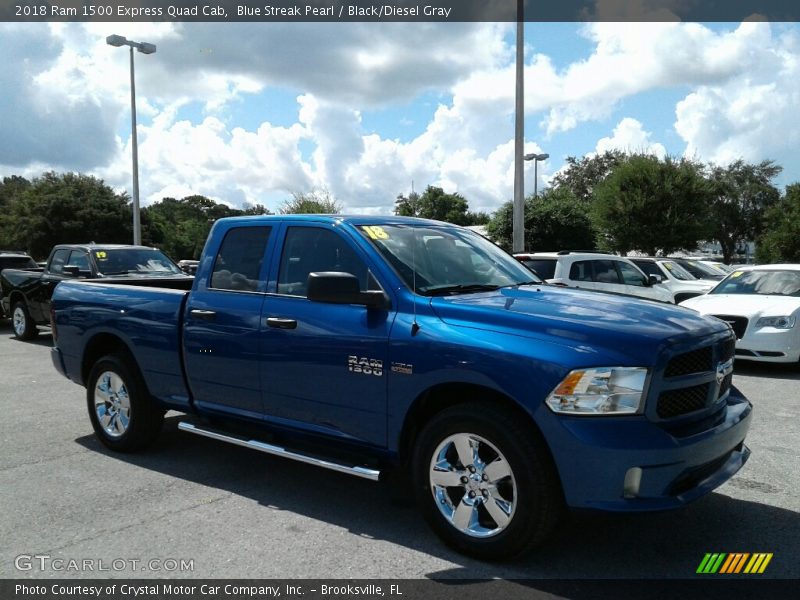 Blue Streak Pearl / Black/Diesel Gray 2018 Ram 1500 Express Quad Cab