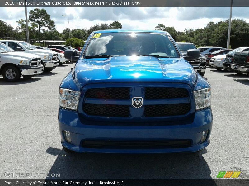 Blue Streak Pearl / Black/Diesel Gray 2018 Ram 1500 Express Quad Cab