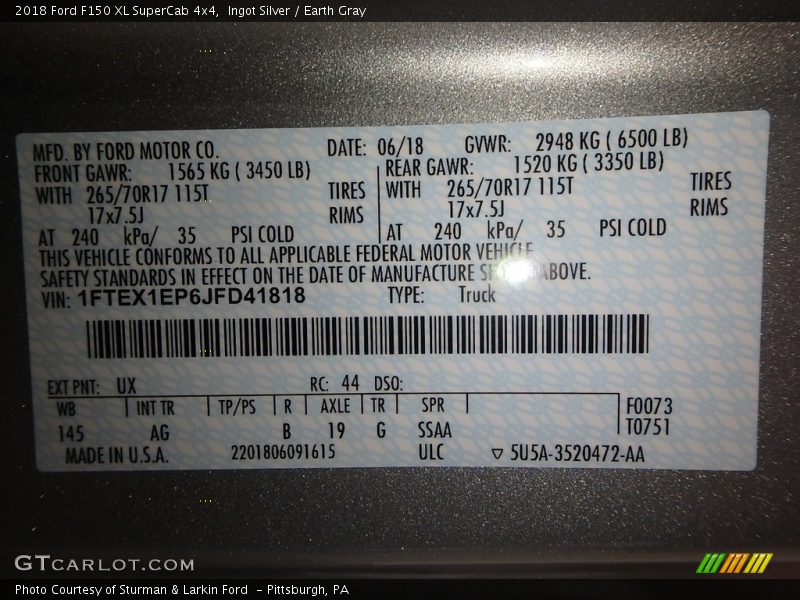 Ingot Silver / Earth Gray 2018 Ford F150 XL SuperCab 4x4