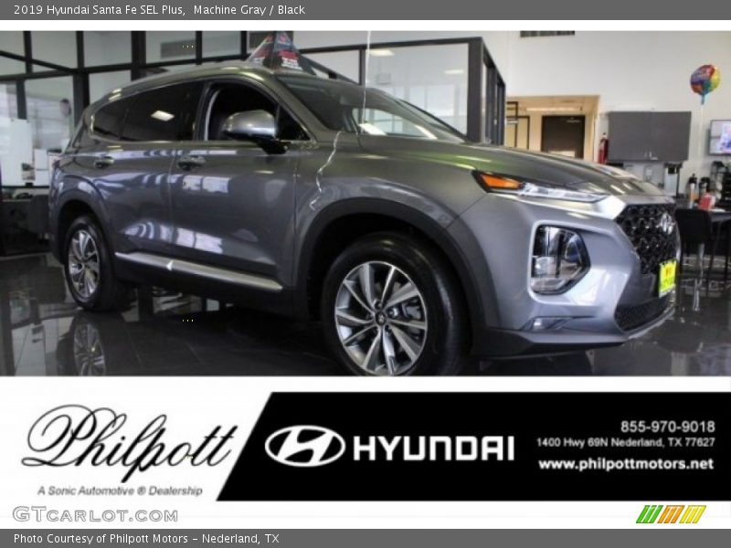 Machine Gray / Black 2019 Hyundai Santa Fe SEL Plus