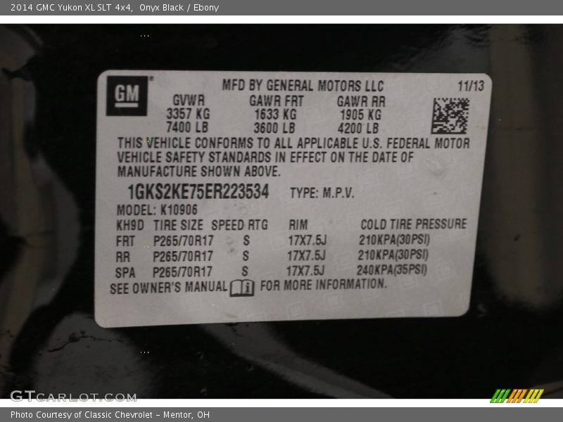 Onyx Black / Ebony 2014 GMC Yukon XL SLT 4x4