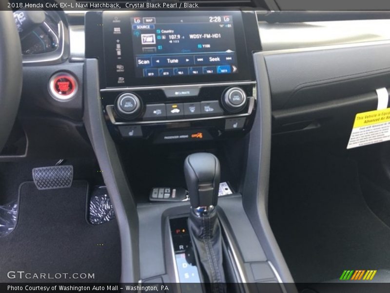 Crystal Black Pearl / Black 2018 Honda Civic EX-L Navi Hatchback