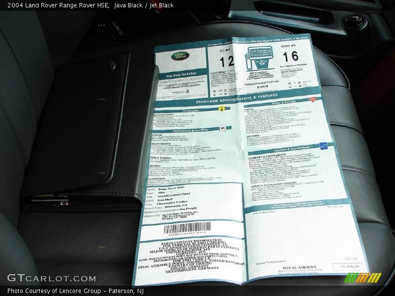 Java Black / Jet Black 2004 Land Rover Range Rover HSE