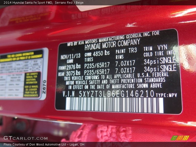 Serrano Red / Beige 2014 Hyundai Santa Fe Sport FWD
