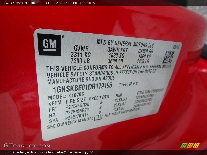 Crystal Red Tintcoat / Ebony 2013 Chevrolet Tahoe LT 4x4