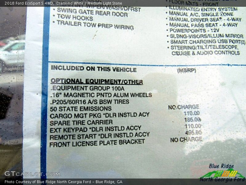 Diamond White / Medium Light Stone 2018 Ford EcoSport S 4WD