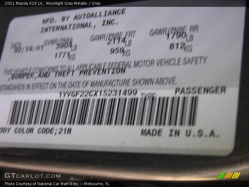 Moonlight Gray Metallic / Gray 2001 Mazda 626 LX