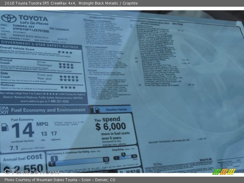Midnight Black Metallic / Graphite 2018 Toyota Tundra SR5 CrewMax 4x4