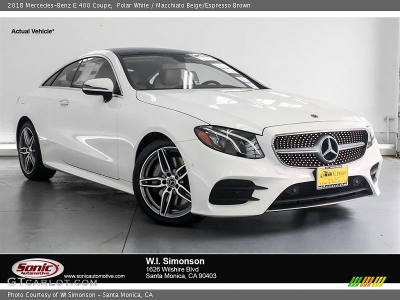 Polar White / Macchiato Beige/Espresso Brown 2018 Mercedes-Benz E 400 Coupe