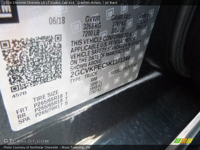 Graphite Metallic / Jet Black 2019 Chevrolet Silverado LD LT Double Cab 4x4