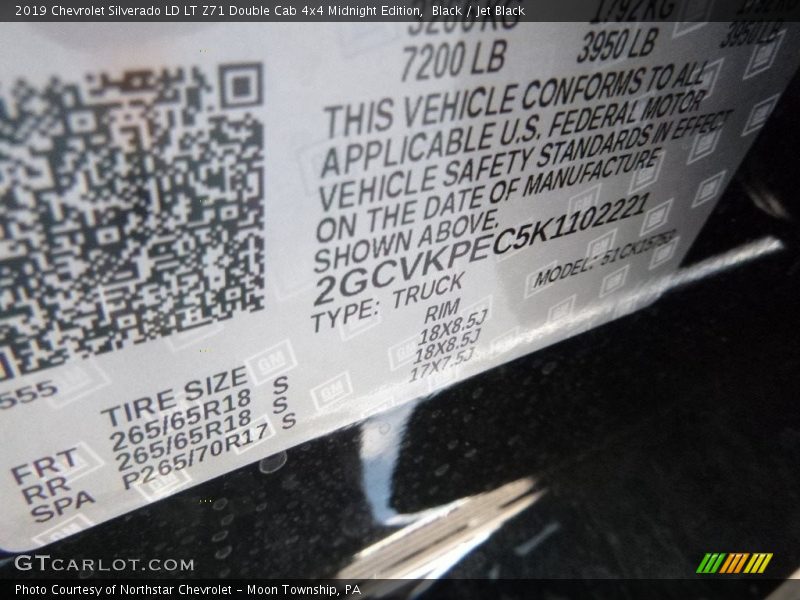 Black / Jet Black 2019 Chevrolet Silverado LD LT Z71 Double Cab 4x4 Midnight Edition