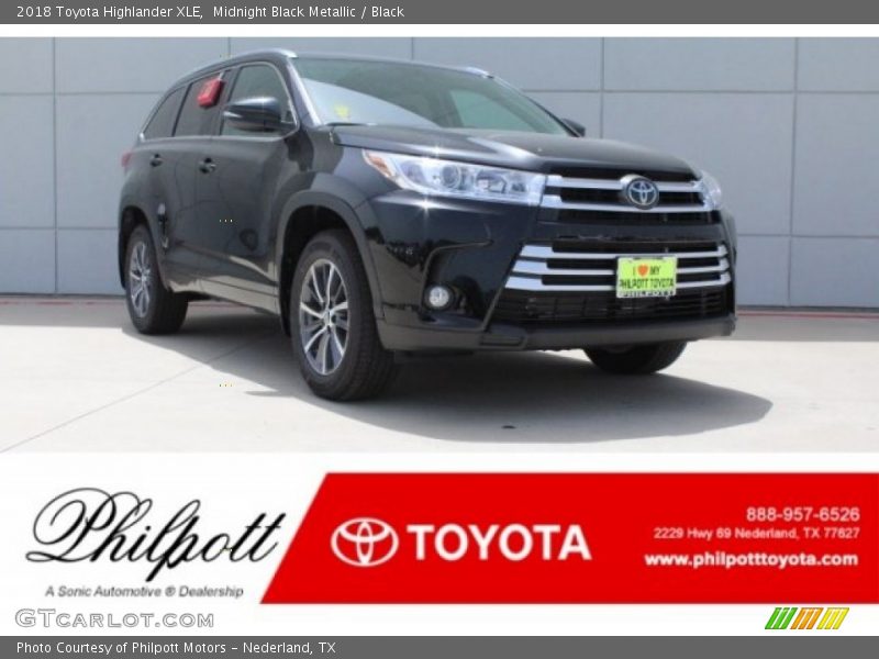 Midnight Black Metallic / Black 2018 Toyota Highlander XLE