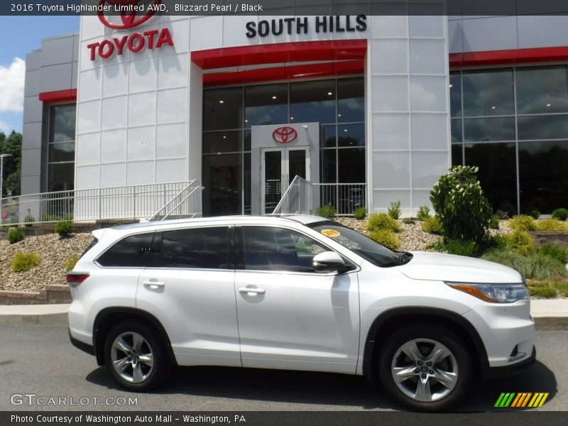 Blizzard Pearl / Black 2016 Toyota Highlander Limited AWD