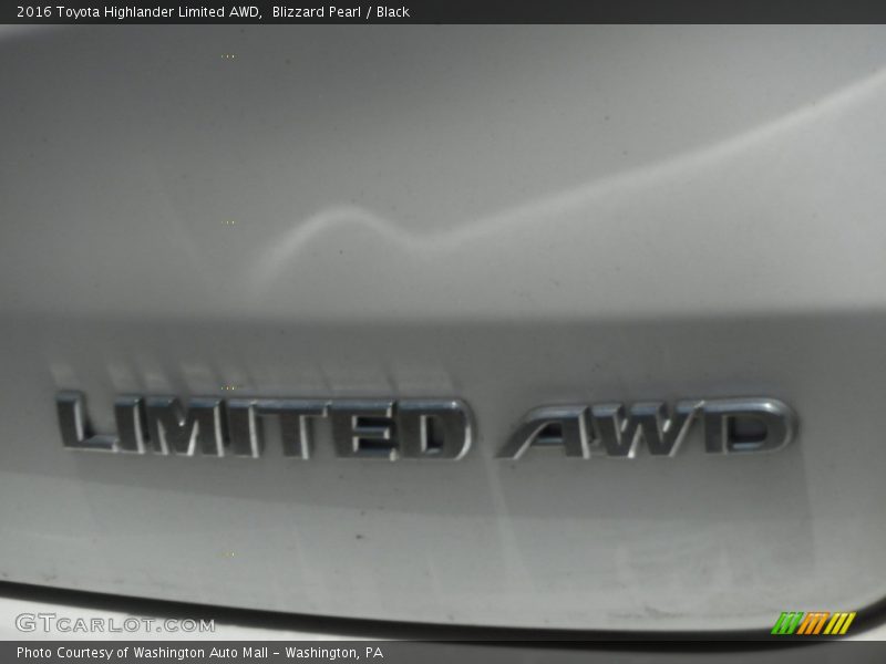 Blizzard Pearl / Black 2016 Toyota Highlander Limited AWD