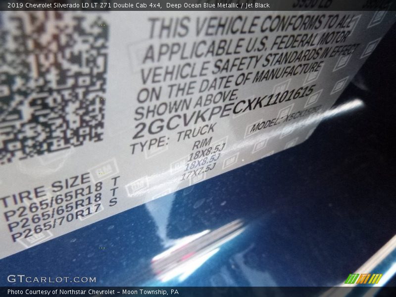 Deep Ocean Blue Metallic / Jet Black 2019 Chevrolet Silverado LD LT Z71 Double Cab 4x4