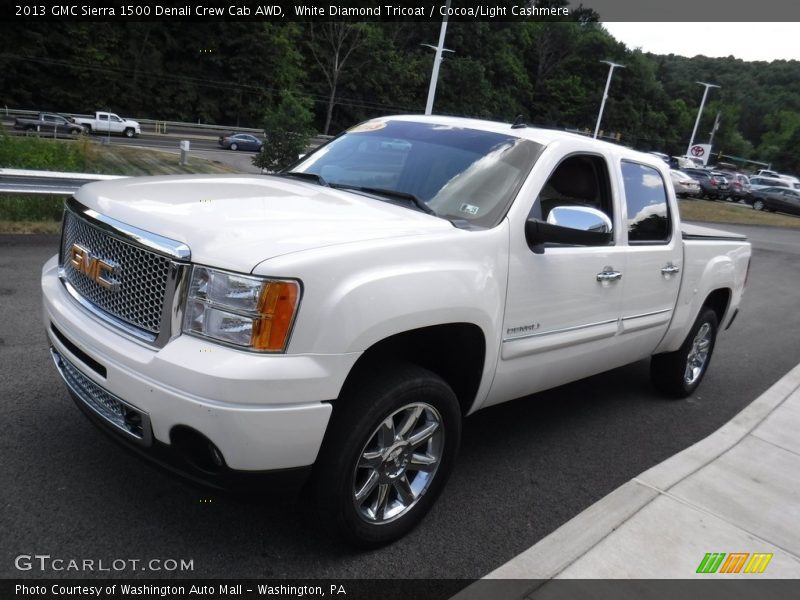 White Diamond Tricoat / Cocoa/Light Cashmere 2013 GMC Sierra 1500 Denali Crew Cab AWD