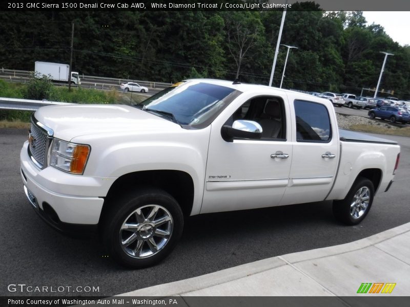 White Diamond Tricoat / Cocoa/Light Cashmere 2013 GMC Sierra 1500 Denali Crew Cab AWD