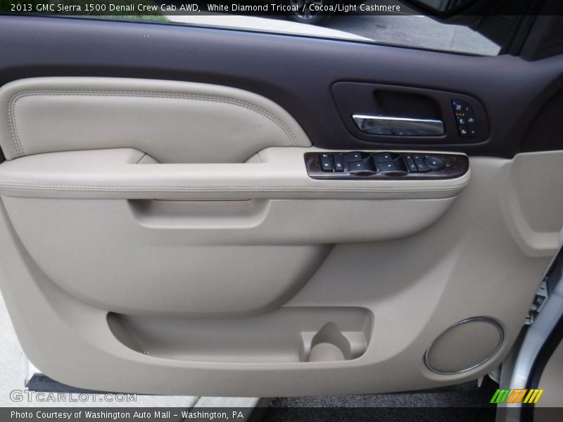 White Diamond Tricoat / Cocoa/Light Cashmere 2013 GMC Sierra 1500 Denali Crew Cab AWD