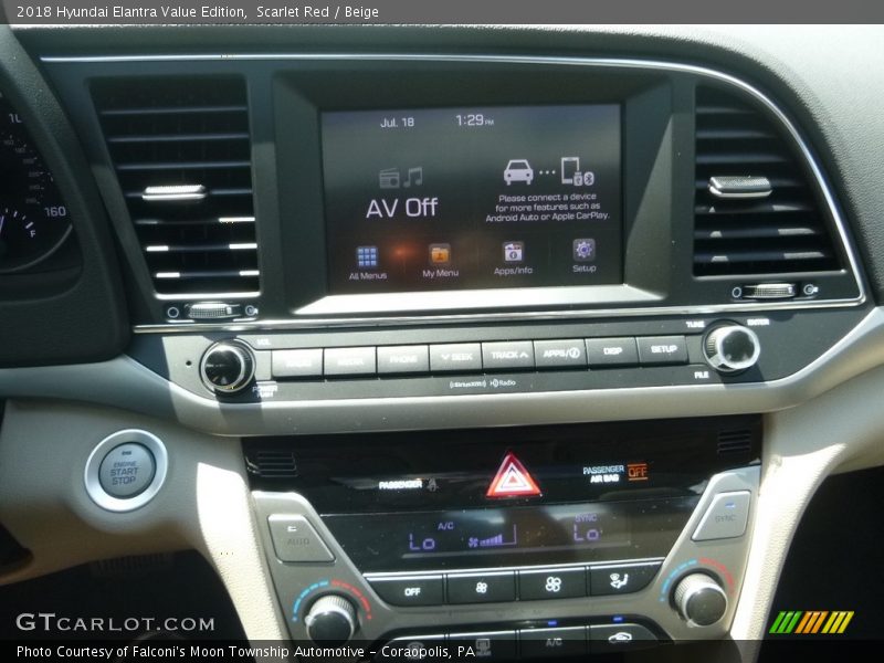 Scarlet Red / Beige 2018 Hyundai Elantra Value Edition