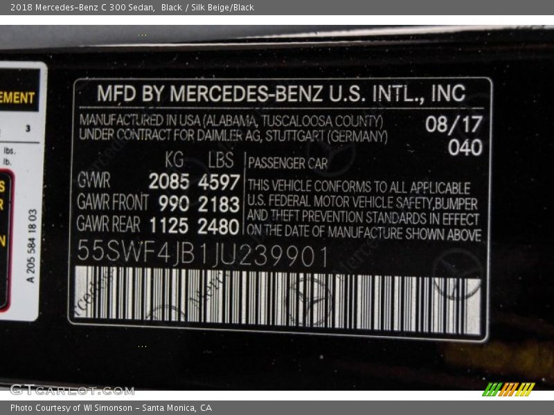 Black / Silk Beige/Black 2018 Mercedes-Benz C 300 Sedan