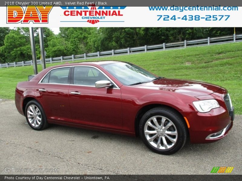 Velvet Red Pearl / Black 2018 Chrysler 300 Limited AWD