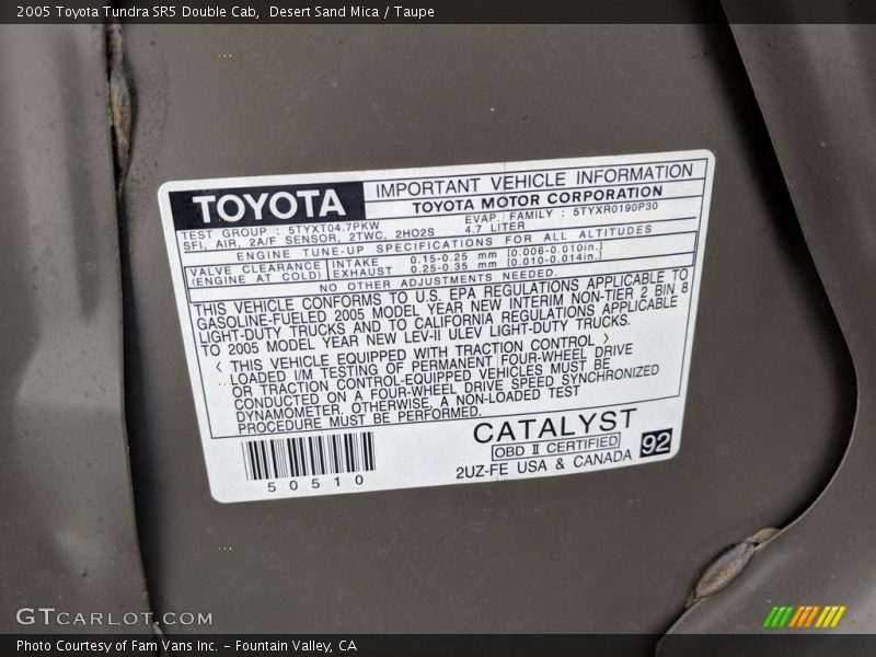 Desert Sand Mica / Taupe 2005 Toyota Tundra SR5 Double Cab