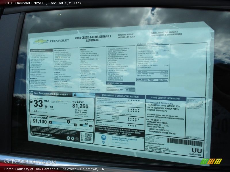 Red Hot / Jet Black 2018 Chevrolet Cruze LT