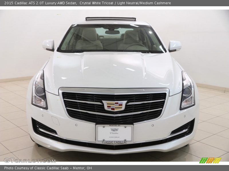 Crystal White Tricoat / Light Neutral/Medium Cashmere 2015 Cadillac ATS 2.0T Luxury AWD Sedan