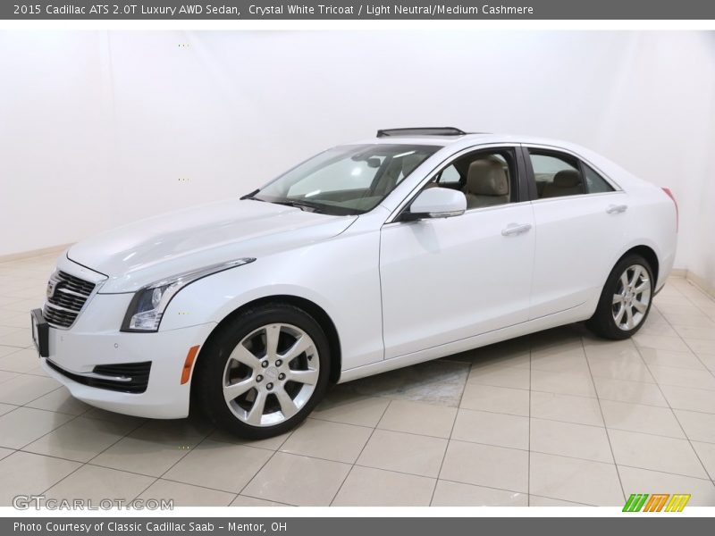 Crystal White Tricoat / Light Neutral/Medium Cashmere 2015 Cadillac ATS 2.0T Luxury AWD Sedan