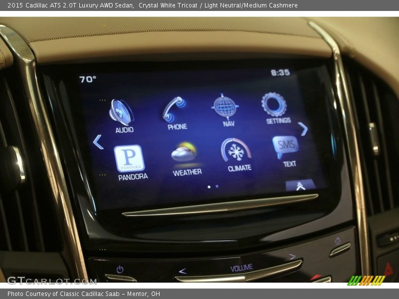 Crystal White Tricoat / Light Neutral/Medium Cashmere 2015 Cadillac ATS 2.0T Luxury AWD Sedan