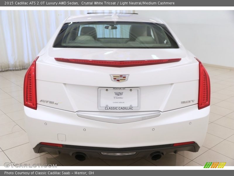 Crystal White Tricoat / Light Neutral/Medium Cashmere 2015 Cadillac ATS 2.0T Luxury AWD Sedan