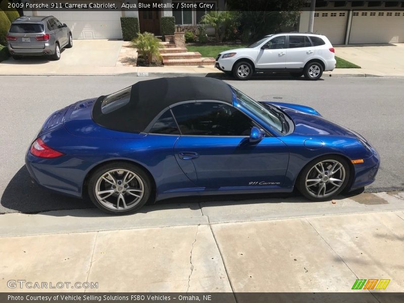 Aqua Blue Metallic / Stone Grey 2009 Porsche 911 Carrera Cabriolet