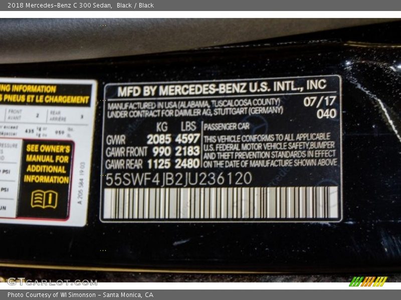 Black / Black 2018 Mercedes-Benz C 300 Sedan