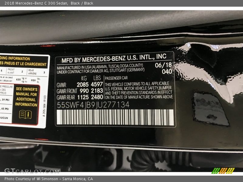 Black / Black 2018 Mercedes-Benz C 300 Sedan