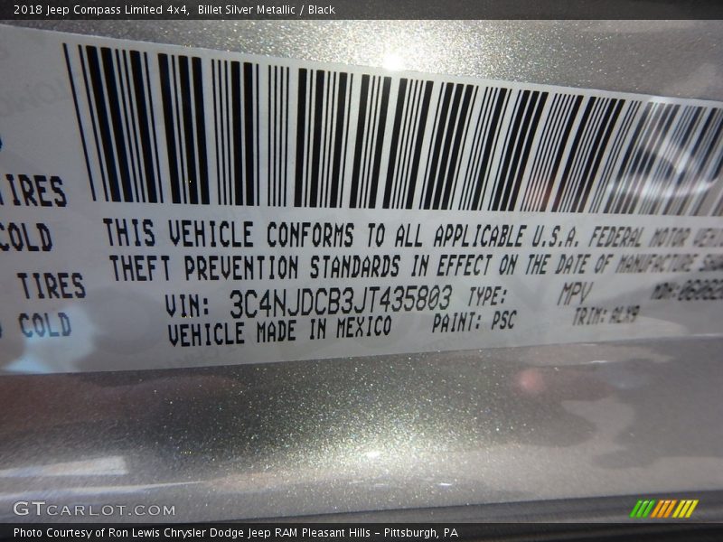 Billet Silver Metallic / Black 2018 Jeep Compass Limited 4x4