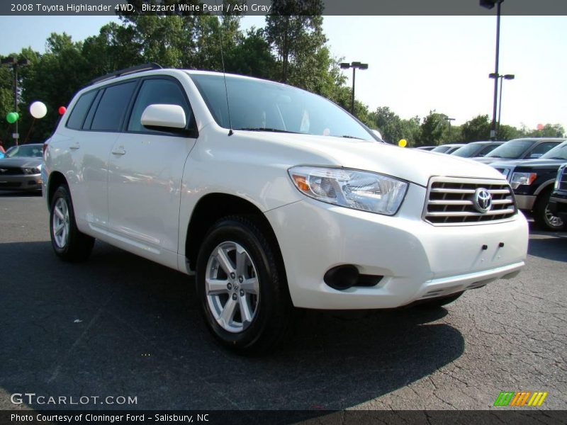 Blizzard White Pearl / Ash Gray 2008 Toyota Highlander 4WD