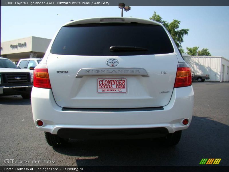 Blizzard White Pearl / Ash Gray 2008 Toyota Highlander 4WD