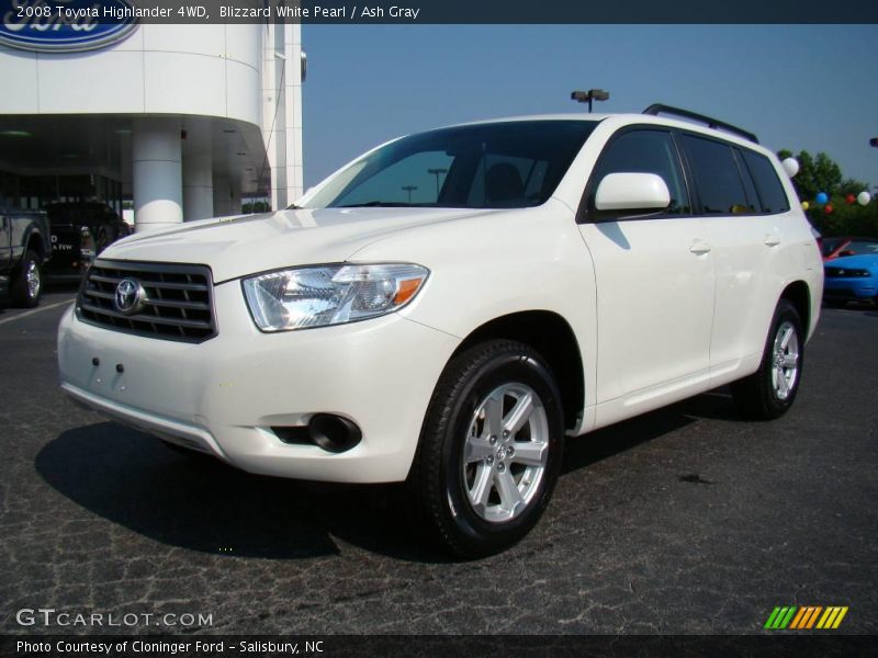 Blizzard White Pearl / Ash Gray 2008 Toyota Highlander 4WD