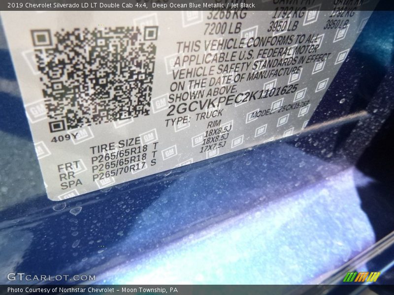 Deep Ocean Blue Metallic / Jet Black 2019 Chevrolet Silverado LD LT Double Cab 4x4