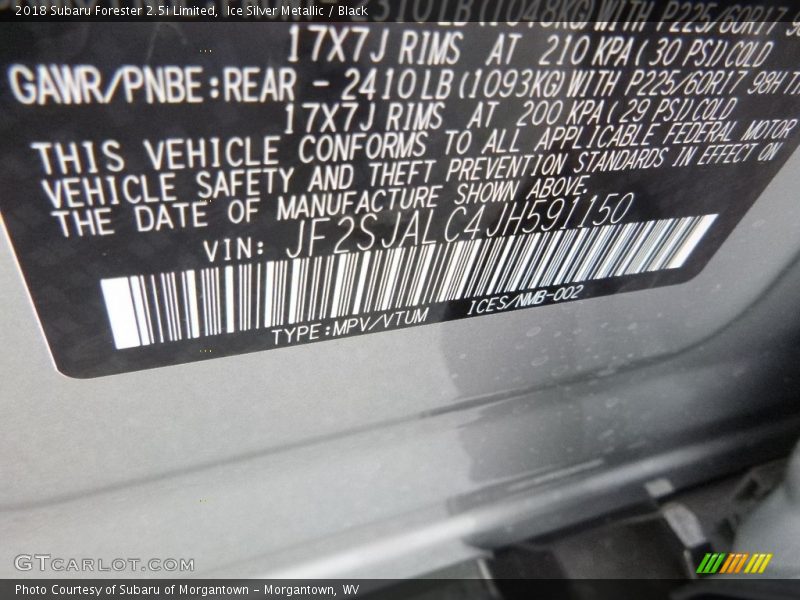 Ice Silver Metallic / Black 2018 Subaru Forester 2.5i Limited