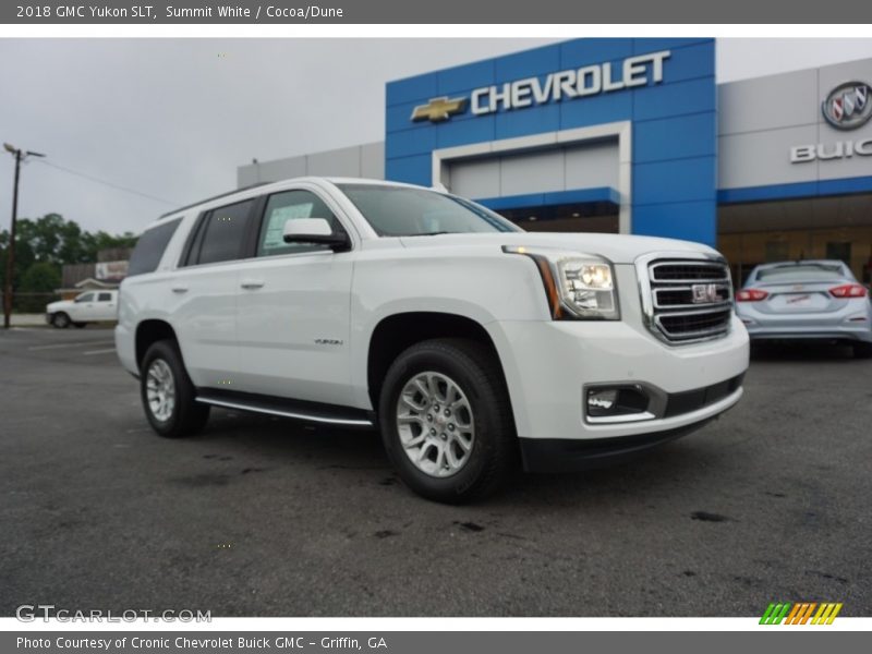 Summit White / Cocoa/Dune 2018 GMC Yukon SLT
