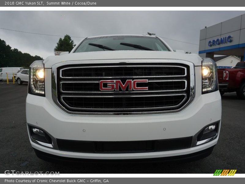 Summit White / Cocoa/Dune 2018 GMC Yukon SLT