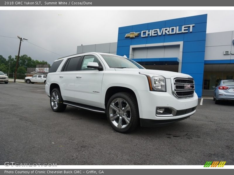 Summit White / Cocoa/Dune 2018 GMC Yukon SLT