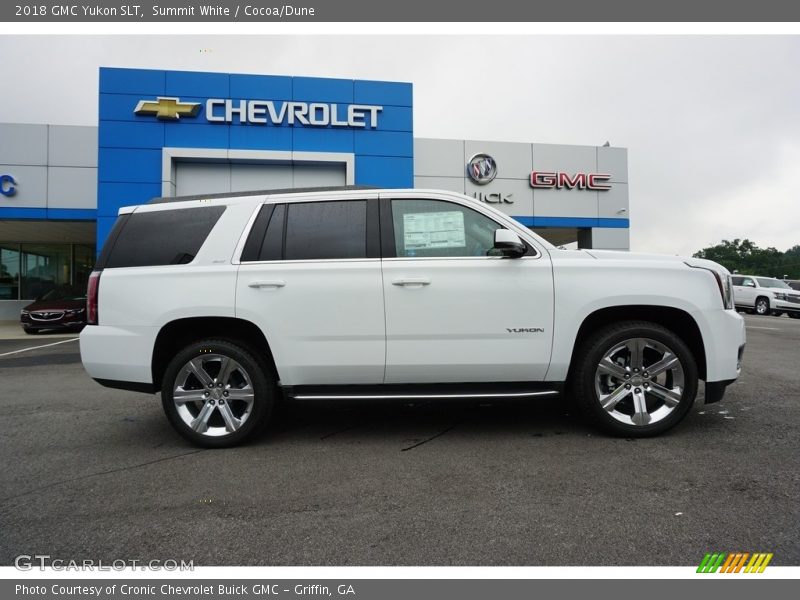 Summit White / Cocoa/Dune 2018 GMC Yukon SLT