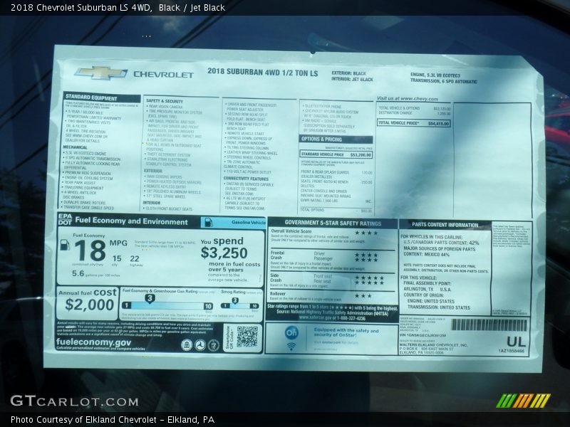 Black / Jet Black 2018 Chevrolet Suburban LS 4WD