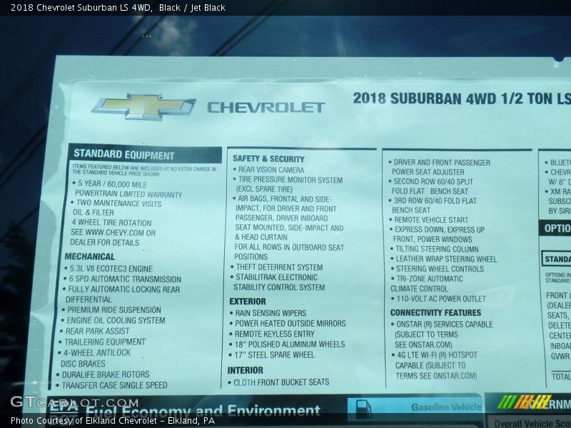 Black / Jet Black 2018 Chevrolet Suburban LS 4WD