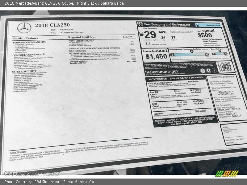 Night Black / Sahara Beige 2018 Mercedes-Benz CLA 250 Coupe