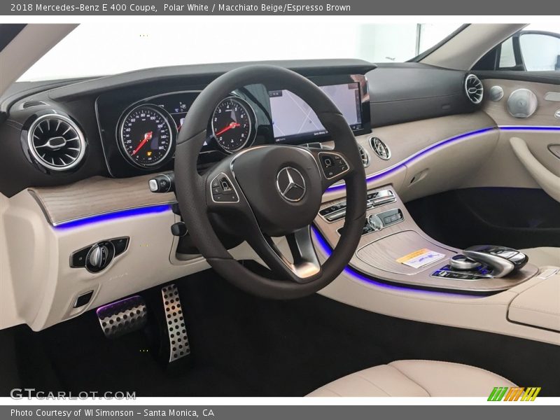 Polar White / Macchiato Beige/Espresso Brown 2018 Mercedes-Benz E 400 Coupe