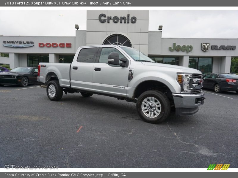 Ingot Silver / Earth Gray 2018 Ford F250 Super Duty XLT Crew Cab 4x4
