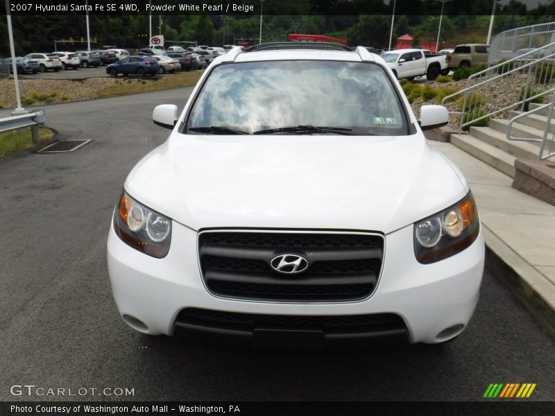 Powder White Pearl / Beige 2007 Hyundai Santa Fe SE 4WD